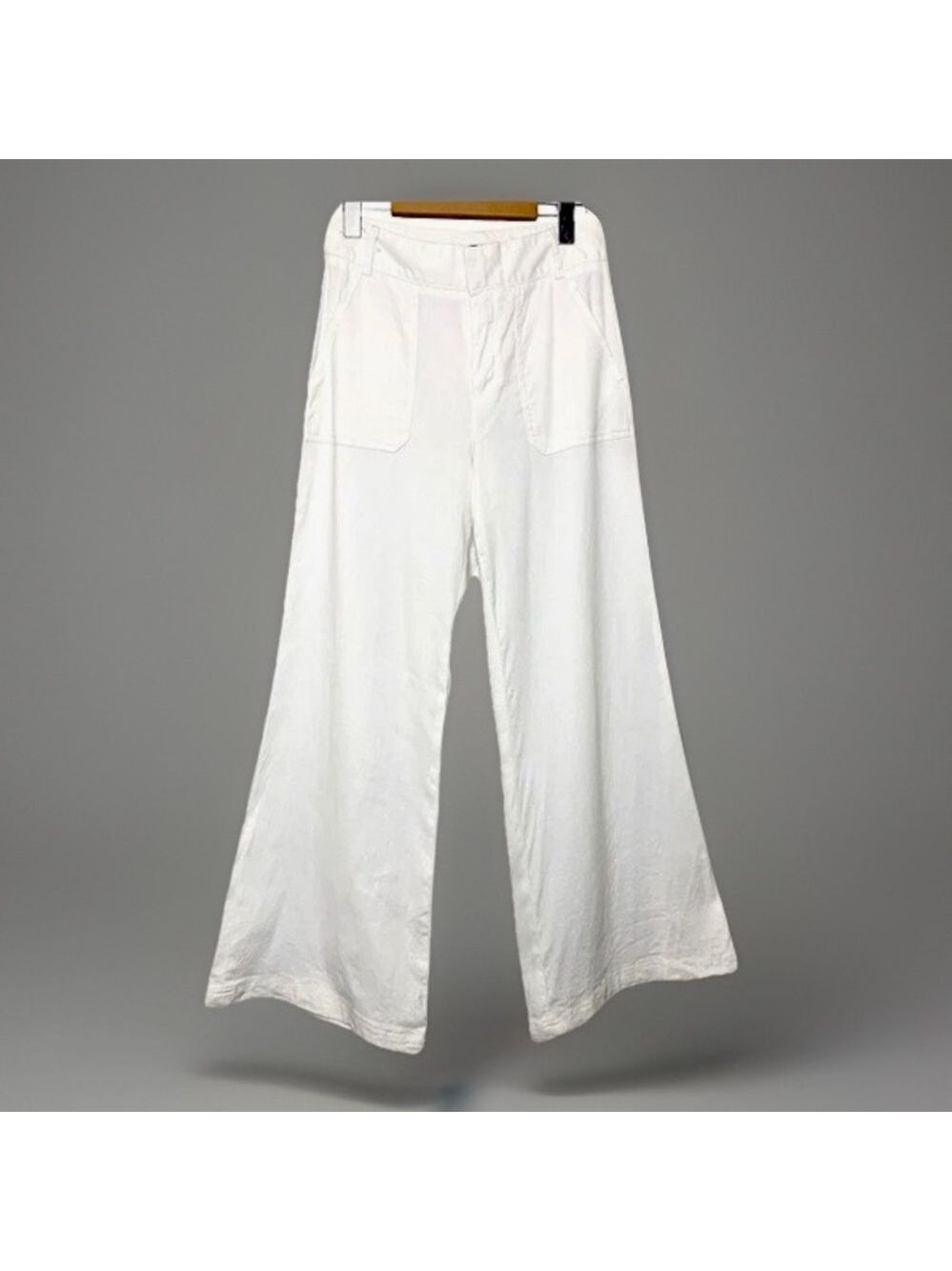 Banana Republic White Trousers Wide Leg Linen Blend Sz 2 Coastal Minimalist Pant